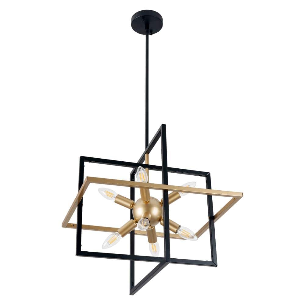 Modern Industrial 8-Light Black and Gold Geometric Sputnik Chandelier for Living Room with No bulbs Included price history on PriceWatchPro