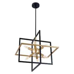 .12 8-Light Black and Gold Geometric Sputnik