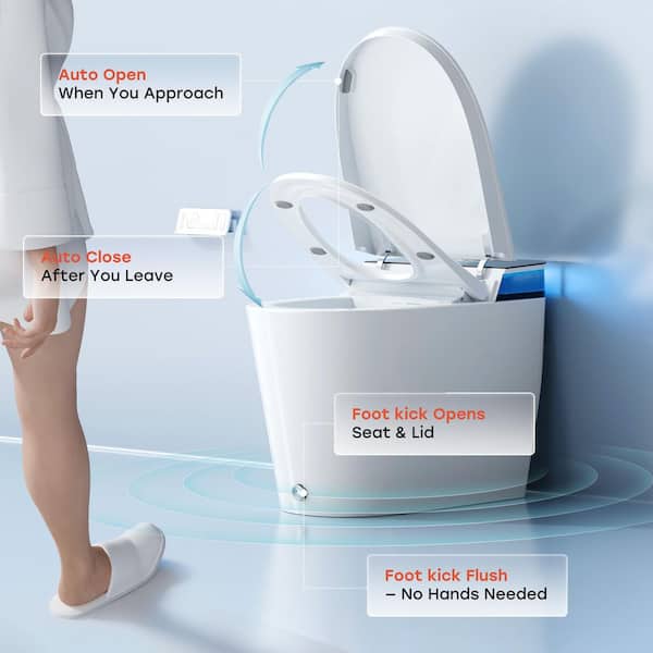 ADA Height Elongated Smart Bidet Toilet in White with Water Tank, Pump, Map Flush 1000g, Auto Open/Close, Deodorization