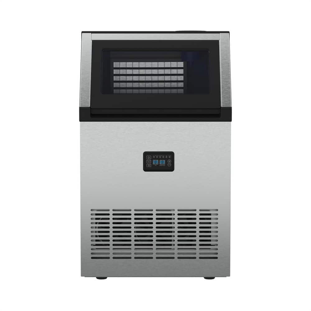 16.93in. Stainless Steel 160 lbs. 24 H Freestanding Commercial Ice Maker Full Size Ice Cubes with 35 lbs. Ice Storage