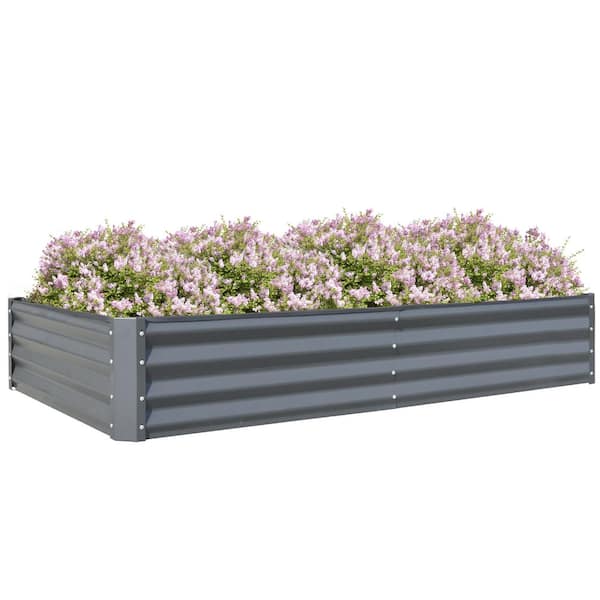 96 in. x 48 in. x 12 in. Dark Gray Metal Raised Garden Bed