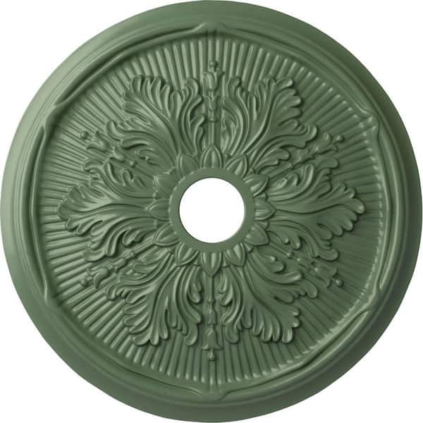 Ekena Millwork 1-7/8" x 23-3/4" x 23-3/4" Polyurethane Luton Leaf Ceiling, Hand-Painted Athenian Green