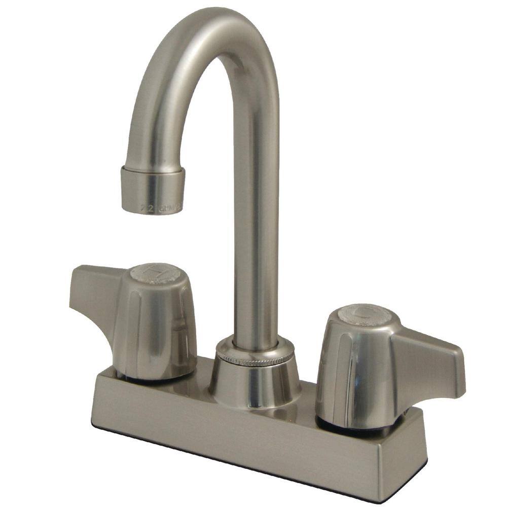 Kingston Brass Vista 2 Handle Deck Mount Bar Prep Faucets In Brushed Nickel Hkb460sn The Home 4123