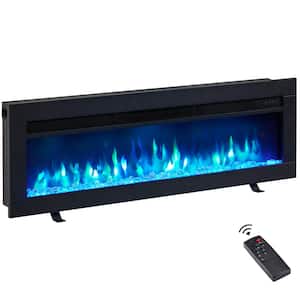 40 in. Freestanding and Wall Mounted Electric Fireplace with 9 Kinds of Flame Color, Black