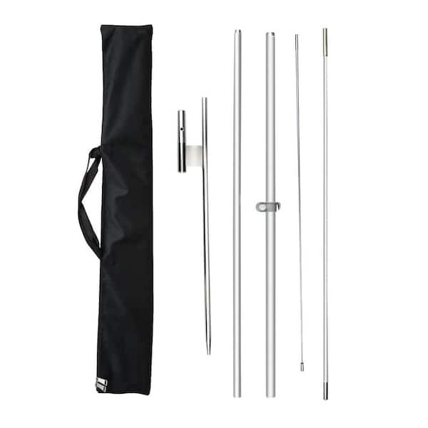 11 in. Adjustable Aluminum Fiberglass Feather Flag Pole Kit Swooper Flagpole with Ground Spike for Outdoor Use