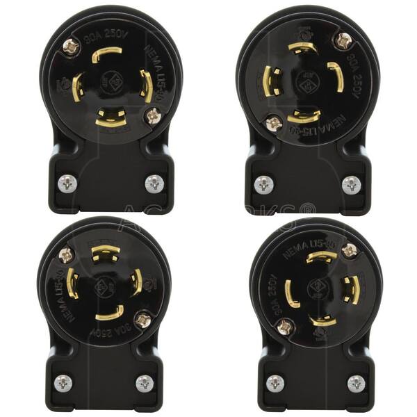 TBSE NEMA 14-30P 30Amp Straight Blade Angle Plug, 3 Pole 4 Wire
