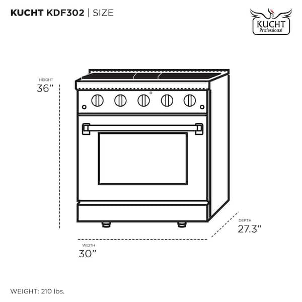 Kucht 36 in. 5.2 cu. ft. Dual Fuel Range with Gas Stove and Electric Oven  with Convection Oven in White with Gold Handle KDF362-W-GOLD - The Home  Depot