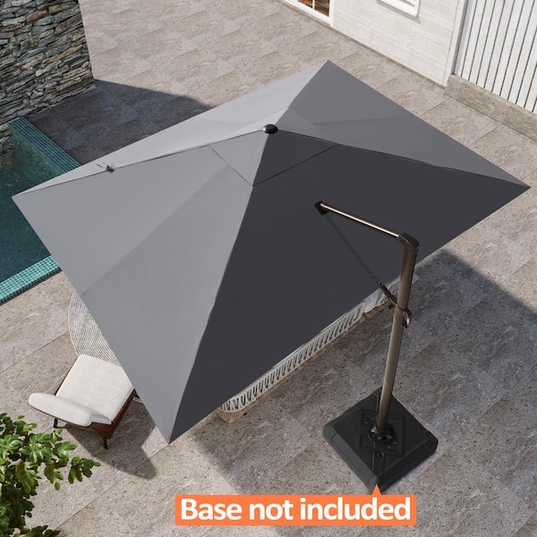 Pellebant 13 ft. x 10 ft. Rectangular Aluminum Heavy-Duty 360° Rotation Cantilever Patio Umbrella in Dark Gray