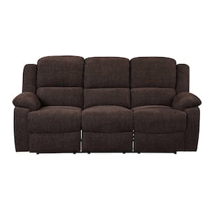 Madden 79 in. Round Arm 3-Seater Reclining Sofa in Brown