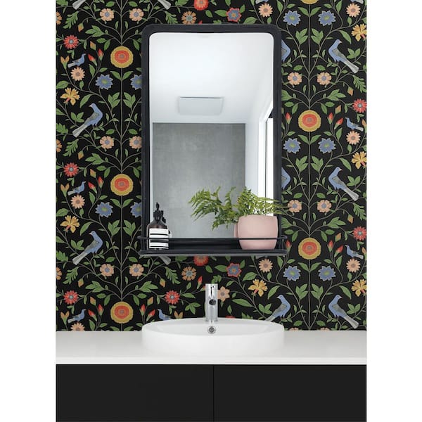 Onyx Bird Toile Vinyl Peel and Stick Wallpaper Roll (Covers 30.75 sq. ft.)