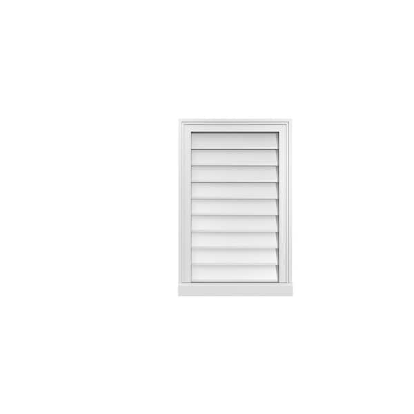 Ekena Millwork 18 in. x 28 in. Vertical Surface Mount PVC Gable Vent: Decorative with Brickmould Sill Frame