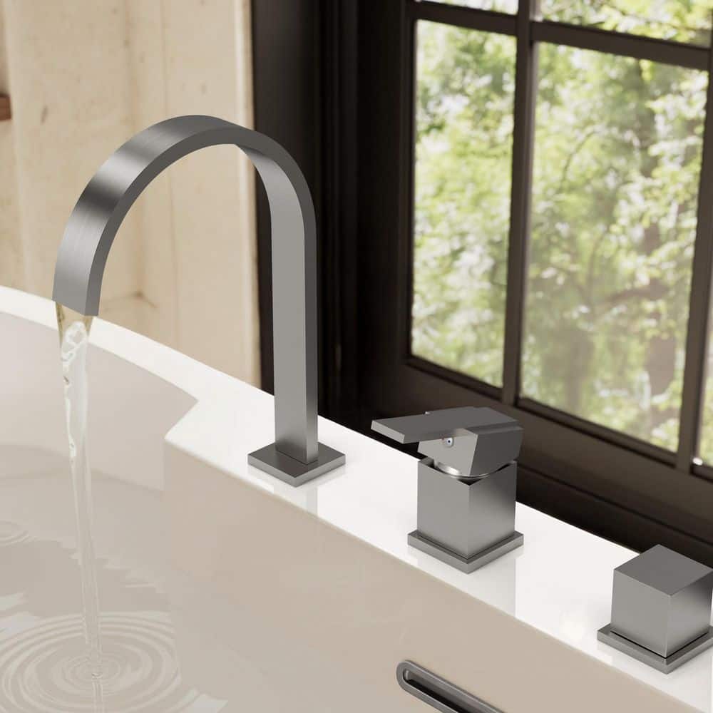 Waterfall High-Arc 2-Handle Deck Mount Roman Tub Faucet 2.4 GPM with Handheld, Solid Brass Valve in Brushed Nickel price history on PriceWatchPro