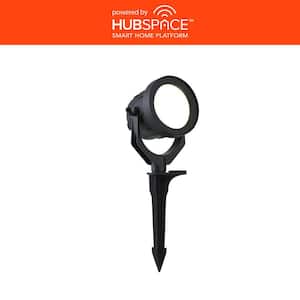 Smart 650 Lumen Low Voltage Black Integrated LED RGB Color Changing Landscape Flood Light Powered by Hubspace