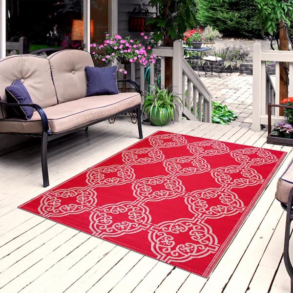 Recycled Plastic Outdoor Rug and Mat Waterproof Reversible Multicolour