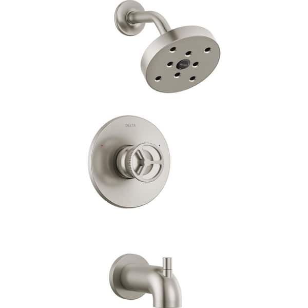 Delta Trinsic Wheel 1-Handle Wall Mount Tub and Shower Trim Kit in Stainless (Valve Not Included)