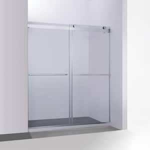 Spezia 68 in. W x 76 in. H Double Sliding Seimi-Frameless Shower Door in Polished Chrome with Clear Glass