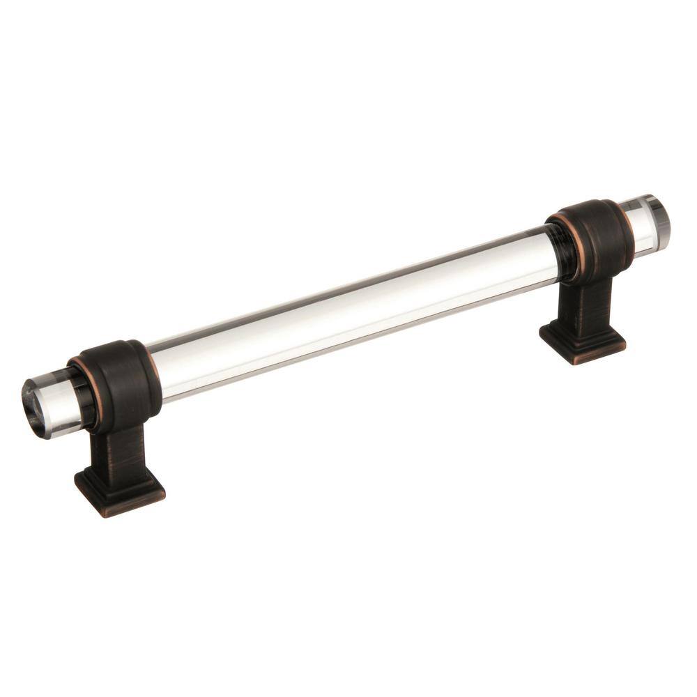 Clear and Oil-Rubbed Bronze 5-1/16" Cabinet Pull with Mounting Hardware
