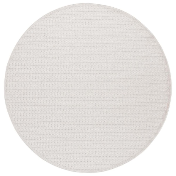 Stella Ivory 7 ft. x 7 ft. Solid High-Low Tile Indoor/Outdoor Round Area Rug