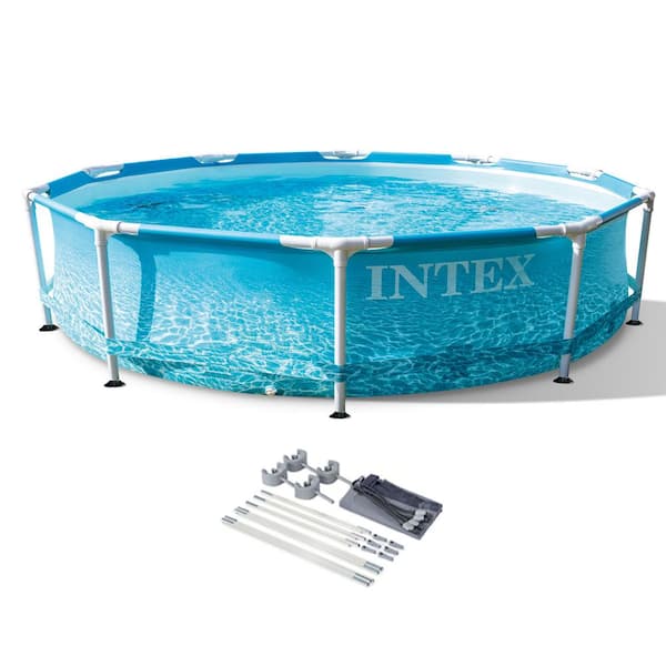 Intex 10 ft. x 30 in. Above Ground Frame Beachside Swimming Pool with Canopy