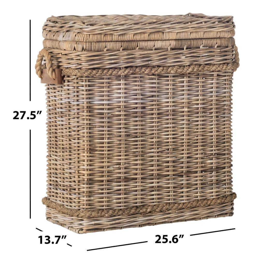 Sidonie Gray Rattan Wicker Storage Hamper with Handles