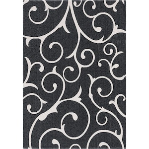 Decatur Scroll Black/Ivory 5 ft. 2 in. x 7 ft. 5 in. Area Rug