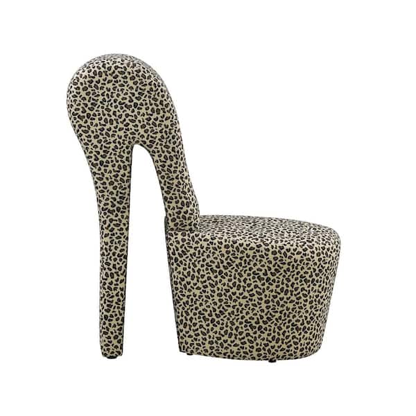 Jackson High Heel Shoe Occasional Chair in Snow Leopard Print - Novelty Accent Seating for Bedroom and Closet