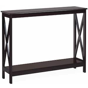 39.5 in. Brown Standard Rectangle Wood Console Table with Shelf