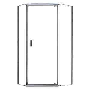 Cove 38 in. W x 74 in. H Neo Angle Pivot Semi Frameless Corner Shower Enclosure in Brushed Nickel with Clear Glass