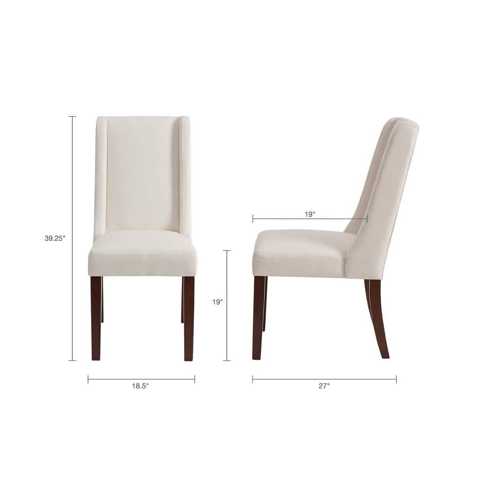 Parsons Cream High Wing-Back Side Chair with Solid Wood Legs