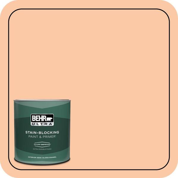 BEHR ULTRA 1 qt. #250C-3 Fresco Cream Extra Durable Semi-Gloss Enamel Interior Paint & Primer
