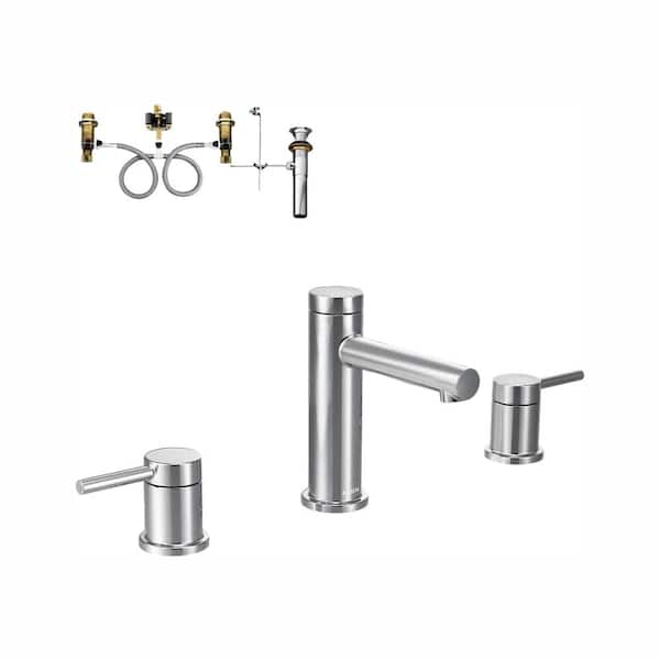 MOEN Align 8 in. Widespread 2-Handle Bathroom Faucet Trim Kit in Polished Chrome (Valve Included)