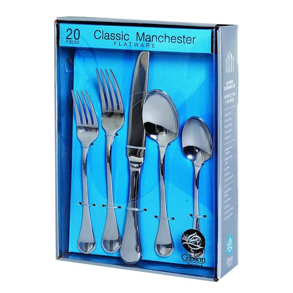 Gibson Home 20-Piece Classic Manchester Stainless Steel Flatware Silverware Set