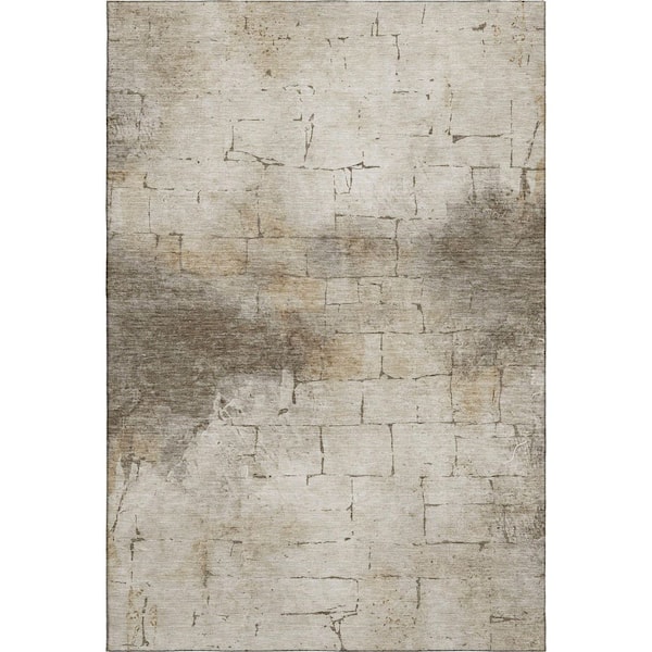 Mayfield Premium Machine Washable Abstract AMF2215 Beige 10 ft. x 14 ft. Area Rug