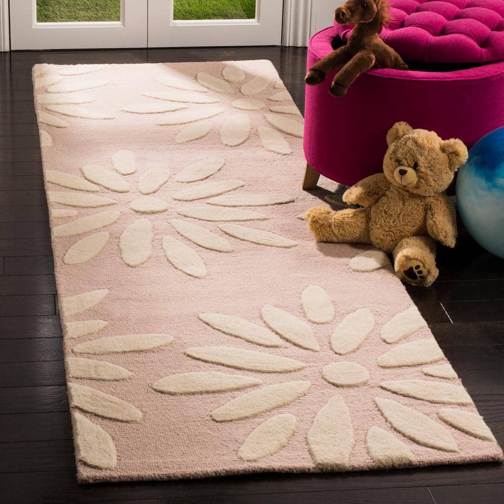 Kids 3 ft. x 6 ft. Pink/Ivory Solid Floral Runner Rug price history on PriceWatchPro