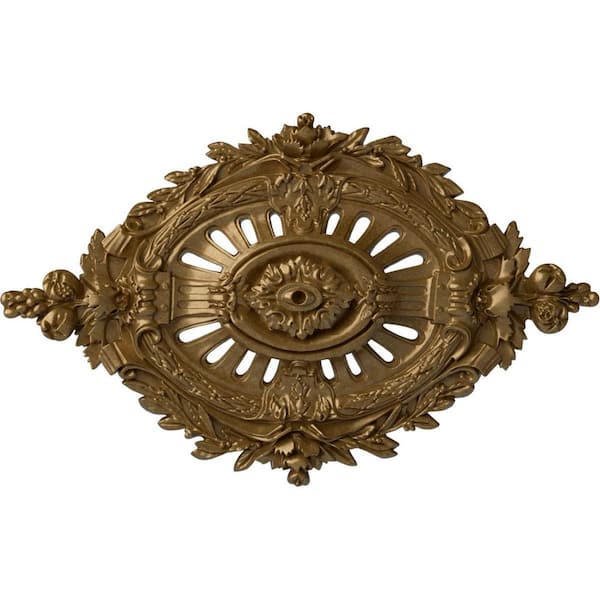 Ekena Millwork 35-7/8 in. W x 22-1/2 in. H x 4-3/8 in. Antonio Urethane Ceiling Medallion, Pale Gold