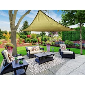 Sunshade Sail Canopy 16 ft. x 16 ft. x 16 ft. Beige Triangle Awning UV Block for Outdoor Patio Garden and Backyard