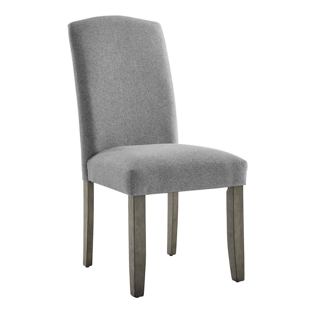 Emily Gray Upholstered Side Chair with Wood Legs