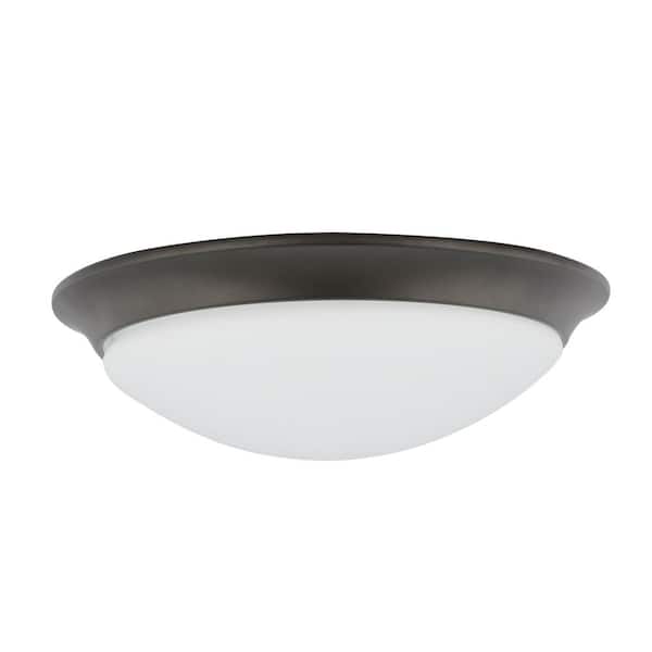120-Watt Equivalent Brushed Nickel Integrated LED Flush Mount with Froste 11 in 