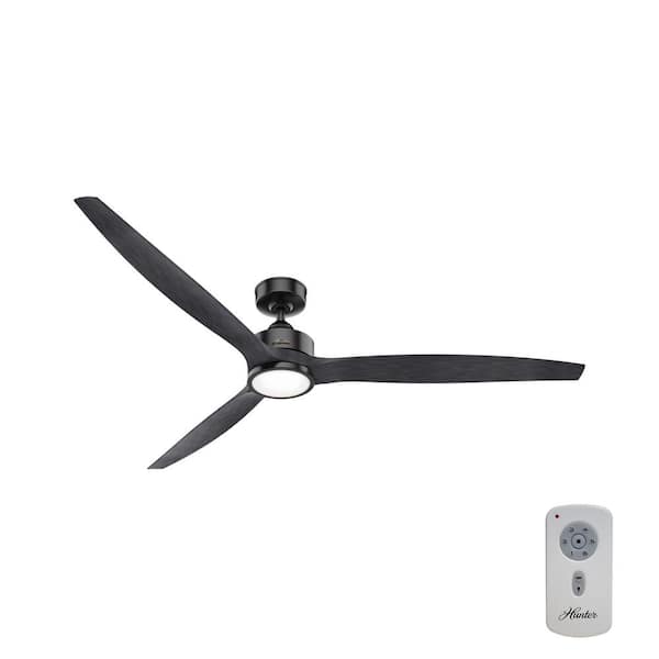 Hunter Park View 72 in. Integrated LED Indoor/Outdoor Matte Black Ceiling Fan with Light Kit and Remote