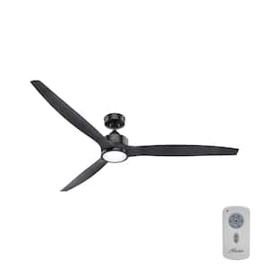 Park View 72 in. Integrated LED Indoor/Outdoor Matte Black Ceiling Fan with Light Kit and Remote