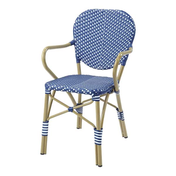 Furniture of America Corvo Blue and White Aluminum Outdoor Dining Chair (Set of 2)