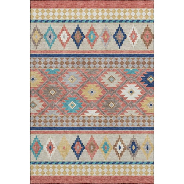 Mayfield Premium Machine Washable Abstract AMF2519 Coral 10 ft. x 14 ft. Area Rug