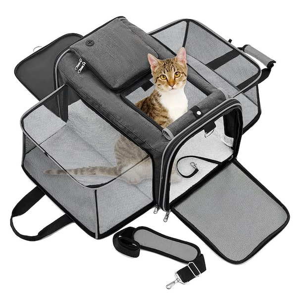 PetsN'all Pet Carrier, Cat Carrier, Airline Approved 2 Sides Expandable,  Soft Sided, Durable, Easy to Carry, and More Breathable HR3639 - The Home  Depot