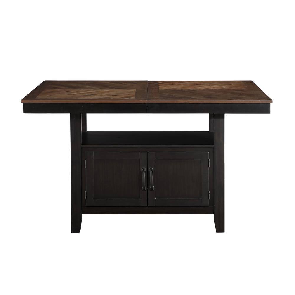 Bermuda 7-Piece Black and Acacia Wood Counter Dining Set