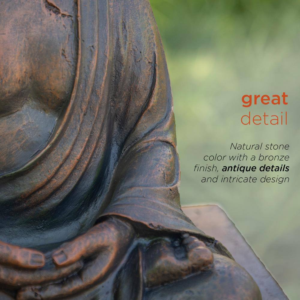 15" Aged Bronze Meditating Buddha Statue for Indoor/Outdoor Decor