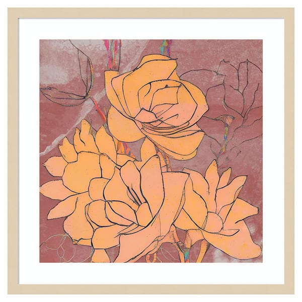 Amanti Art Abstract Pale Roses by Elena Ray 25 in. W x 25 in. H. Wood Framed Wall Art Print Framed in Brown