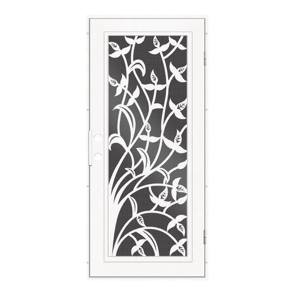 Unique Home Designs 32 in. x 80 in. Yale White Left-Hand Surface Mount Security Door with Black Perforated Metal Screen