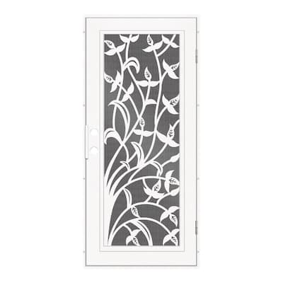 Yale 36 in. x 80 in. Left Hand/Outswing White Aluminum Security Door with Black Perforated Metal Screen