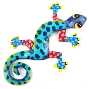 8 in. Painted Metal Gecko Blue-Greens Ocean Tiger