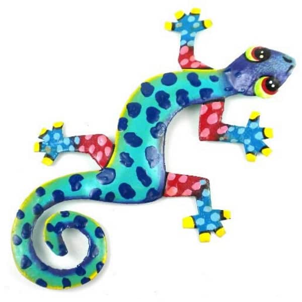 Unbranded 8 in. Painted Metal Gecko Blue-Greens Ocean Tiger